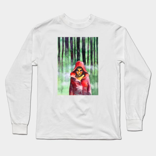 Little red riding woods Long Sleeve T-Shirt by Andreuccetti Art